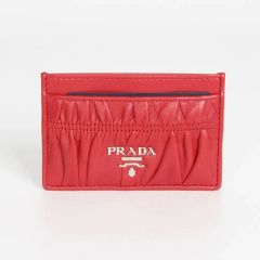 PRADA プラダ ナッパ レザー チェーン ウォレット ギャザー 1DH044