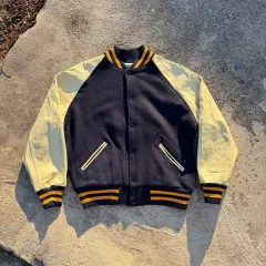 80s USA ヴィンテージ ラグラン ウール スタジャン L