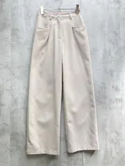 EMODA エモダ サイドポケット ワイド パンツ リネンライク シャリ感 sizeS/ベージュ ■◆レディース