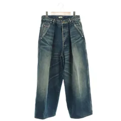 アンスクリア INSCRIRE Denim Tuck Wide Pants デニムパンツ ジーンズ ワイド ボタンフライ コットン 31 紺 /NR ■OSのサムネイル