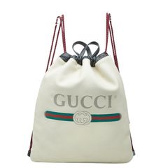 GUCCI グッチ ロゴ レザー バックパック リュック ホワイト 523586 