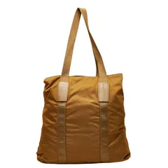 プラダ 三角ロゴプレート トートバッグ ショルダーバッグ ブラウン ナイロン レザー レディース PRADA【1-0234836】