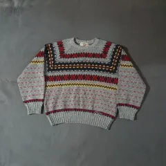 80s CHIPIE ヘビー ウール ノルディック フェアアイル ニット セーター M