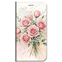 iPhone対応 スマホ 手帳型ケース 母の日 ギフト 薔薇 バラ かすみ草 アンティークローズ ボタニカル 水彩 ュアンスカラー 上品 スマホケース スタンド 【iPhone17 /iPhone16 他 iPhone各機種対応】 |iamd0113