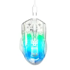 Redragonゲーミングマウススケルトン有線84g軽量静音スイッチ24000DPI高精度センサー8ボタンプログラマブルRGBバックライトWindows/Mac対応(透明ホワイト)のサムネイル