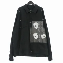 ラフシモンズ RAF SIMONS 19SS BIG FIT DENIM SHIRT with TWO PATCHES オーバーサイズ プリントデザイン デニムジャケット ブルゾン 長袖 S ブラック 黒 191-724-10033のサムネイル
