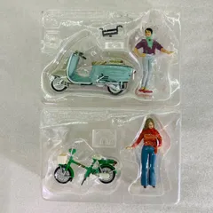 【2種セット】【未使用品】モペットコレクション 1/24 03B.ホンダ ロードパル NC50(グリーン)＆英会話教室のソフィアさん 1/24 02B.富士重工業 ラビット スーパーフロー S601C(グリーン)＆女優のマチコさん エフトイズ 食玩のサムネイル