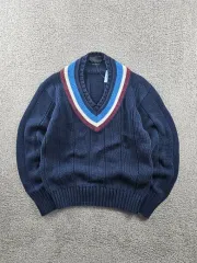 90's POLO RALPH LAUREN(ポロラルフローレン) Vネック クリケットセーター ニット ( 90 )/ 10878