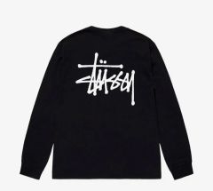 Stussy ショーンフォント ロンT XL 黒 白 筆記体 両面プリント ロゴ