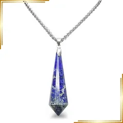 【新品】 [石街] 天然石 ラピスラズリ しずくカット ペンダント ステンレス ネックレス 天空の破片 1