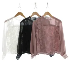 アクシーズファム axes femme 美品 レース シアーシャツ ブラウス 3点セット まとめ M 白 ホワイト 黒 ブラック ピンク /BS
