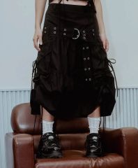 mukcyan 黒 メッシュ スリット ロングスカート - メルカリ