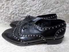DIESEL Ledies【39】スタッズ付き ポインテッドトゥ レザーシューズ 