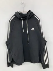 adidas アディダス パーカー 2XOT ブラック 無地 ブランドロゴ ライン柄 プルオーバー 長袖