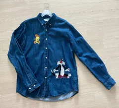 Palace x ルーニーチューンズ インディゴデニム シャツ largeのサムネイル