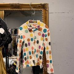 78 Tsumori Chisato TSUMORICHISATO All-over print blouse shirt tops ladies polka dot long sleeves wrinkle-resistant stretch blouse shirt tops ladies for special occasions, dates, office casual, dinner parties