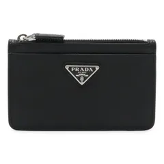 PRADA プラダ SAFFIANO トライアングルロゴ カードケース 名刺入れ パスケース コインケース 小銭入れ レザー NERO ブラック シルバー金具 2MC084