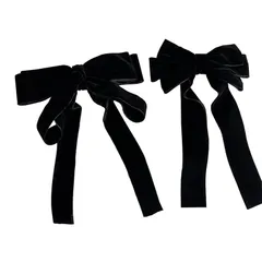 【新品】 BetterJonny ベロア リボン ヘアアクセ クリップ バレッタ 2個入 ヘアアレンジ ヘアアクセサリー ベルベット ベルベットリボン 髪飾り 大きめ 蝶結びヘアークリップ 髪留め バレッタ おしゃれ エレガント ウェディング ヘッド 成人 0
