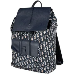 クリスチャンディオール Christian Dior オブリーク リュックサック トロッター柄 バックパック デイパック リュック ナイロン ネイビー メンズ 【中古】のサムネイル