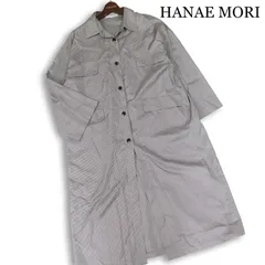 HANAE MORI ハナエモリ 通年★ 千鳥格子 ビッグシルエット ロング スプリング コート 日本製 Sz.M レディース 灰のサムネイル
