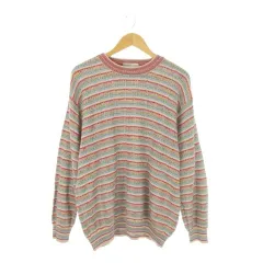 ファンタジー ディ セッティンヴレ Fantasie di Settembre ニット セーター 長袖 デザイン編み ボーダー 50 赤 レッド /CK17 ■GY99