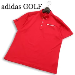 adidas GOLF アディダス ゴルフ 春夏★ 半袖 鹿の子 ロゴ刺繍 ボタンダウン ポロシャツ Sz.L メンズ 赤