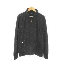 トミー TOMMY ジャケット ブルゾン XL 黒 ブラック 総柄 スタンドカラー 長袖 /AO23 ■GY99