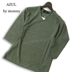 【新品 未使用】 AZUL by moussy アズール マウジー 春夏★ 七分袖 ネイティブ柄 Vネック カットソー Tシャツ Sz.S メンズ