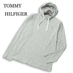 TOMMY HILFIGER トミーヒルフィガー 通年★ プルオーバー ロゴ刺繍 フーディー パーカー Sz.M メンズ 灰 グレー
