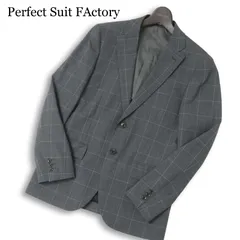 Perfect Suit FActory パーフェクトスーツファクトリー 春夏★ 背抜き チェック柄 テーラード ジャケット Sz.M メンズ