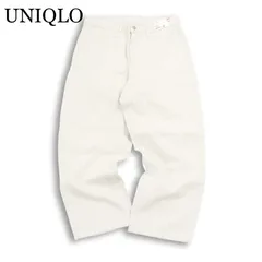 24SS 未使用★ UNIQLO ユニクロ 通年★ 【ワイド ストレート ジーンズ】 デニム パンツ Sz.33 メンズ オフホワイト