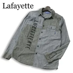 Lafayette ラファイエット 通年★ パッチワーク 長袖 切替 シャンブレー ロゴプリント ワーク シャツ Sz.M メンズのサムネイル