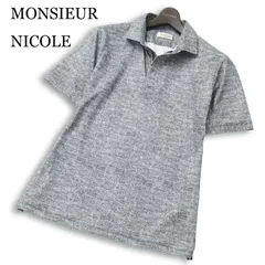 23SS★ MONSIEUR NICOLE ムッシュ ニコル 春夏★ 半袖 メランジ ジャージー ストレッチ ポロシャツ Sz.48 メンズのサムネイル