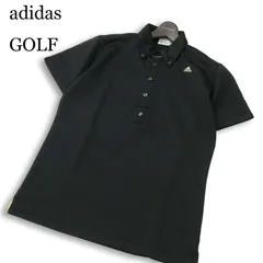adidas GOLF アディダス ゴルフ 春夏★ 半袖 ロゴ刺繍 ボタンダウン ポロシャツ Sz.M メンズ 黒