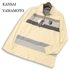【新品 未使用】 KANSAI YAMAMOTO HOMME カンサイヤマモト 山本寛斎 通年★ 長袖 ボーダー ワッペン ポロシャツ Sz.L メンズのサムネイル