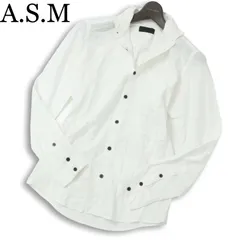 A.S.M アトリエサブ メン 春夏 襟ワイヤー★ 麻 リネン混 長袖 スリム シャツ Sz.M メンズ 白 ASMのサムネイル