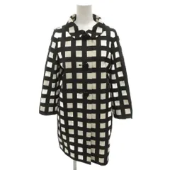 ケイトスペード KATE SPADE スプリングコート ステンカラー チェック柄 ひざ丈 XXS ブラック ホワイト /FF ■GY19