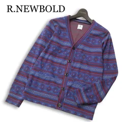 R.NEWBOLD ポールスミス 通年★ ジャガード 総柄 Vネック カーディガン Sz.S メンズのサムネイル