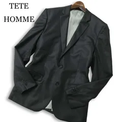 TETE HOMME テットオム gem 通年★ 総裏 光沢 スリム テーラード ジャケット ブレザー Sz.6 メンズ 黒のサムネイル