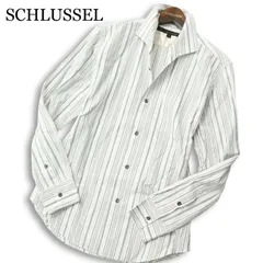 SCHLUSSEL シュリセル 通年★ 長袖 ストライプ イタリアンカラー スリム シャツ 日本製 Sz.3 メンズのサムネイル