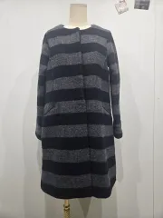 LANVIN ランバン ボーダー柄 ウール コート ブラック/グレーのサムネイル