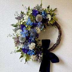 造花フラワーリースセール まほろばの風に5 W37cm前後リーフ先端迄