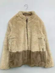 ZARA ザラ ブルゾン L ベージュ フェイクファー 無地 ミドル丈 フードなし ジップアップ
