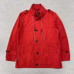 TOMMY HILFIGER メンズ 赤艶ジャケット総裏地付きミドル丈Lサイズ 