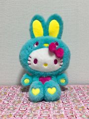 サンリオ ハローキティ カラフルバニー マスコット ぬいぐるみ 紫 黒