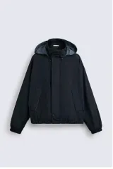 ZARA ウォーター Proof ハイ Tech アウター ネイビー ウィンドブレーカー 5070 360