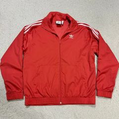 adidas アディダス G34219 ナイロンジャケット 赤 3本ライン - メルカリ