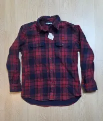 未使用 UNIQLO ユニクロ 冬～初春 長袖 濃い赤 チェック柄 Yシャツ Mサイズ