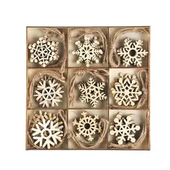 木製 45個セット 雪の結晶 オーナメント 木材チップ スライス ペンダント クリスマスツリー オーナメント クリスマス 北欧 クリスマス 飾り DIY手作り 麻紐付き