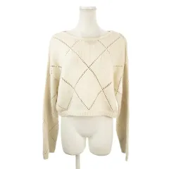 プロポーション ボディドレッシング PROPORTION BODY DRESSING ニット セーター M ベージュ 菱形柄 透かし編み 長袖 /AH9 ■GY99
